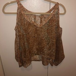 LF animal print top with shoulder cutouts